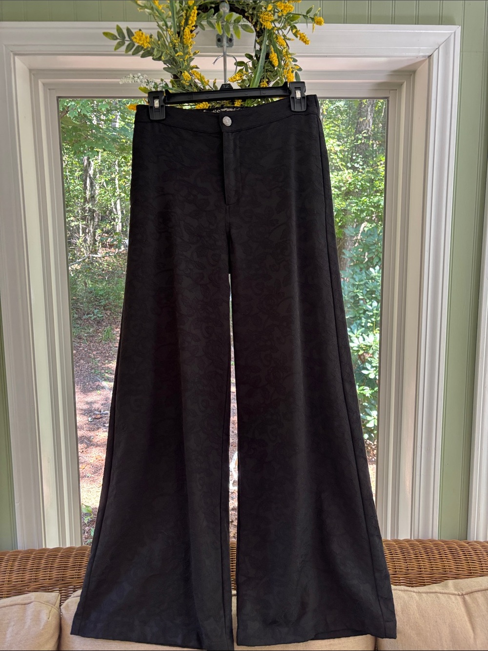 Johnny Was Black Wide Leg Jacquard Pants